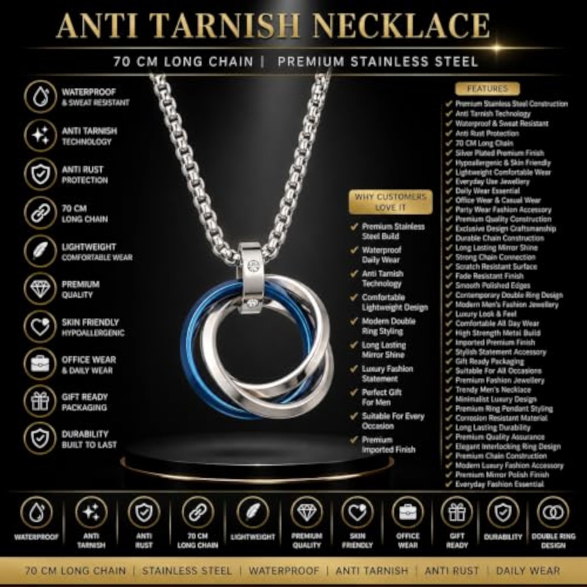 Men's Anti Tarnish Stainless Steel Rocky Locket Necklace